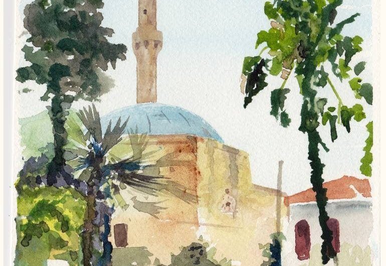 drawn picture of dalyan mosque